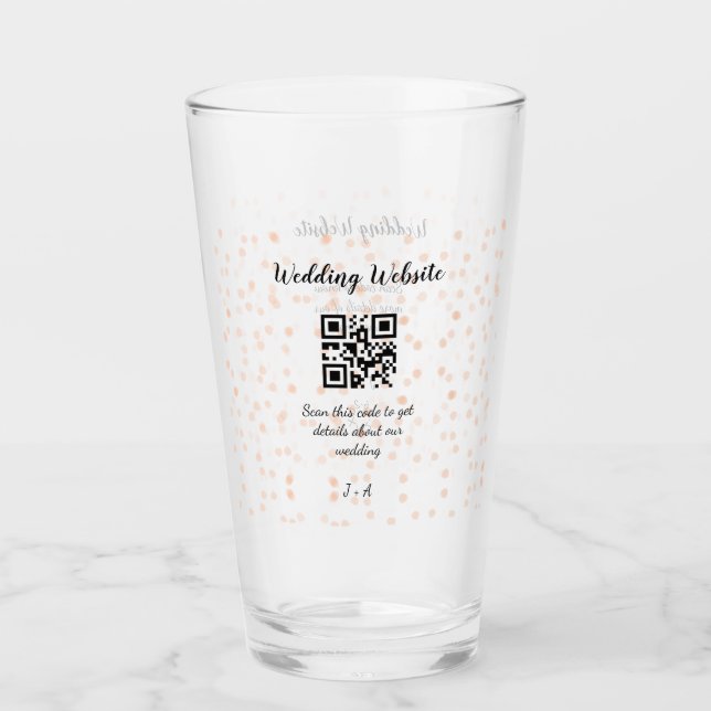 Wedding website scan QR code for details orange so Glass (Front)