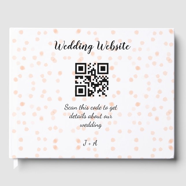 Wedding website scan QR code for details orange so Guest Book (Front)