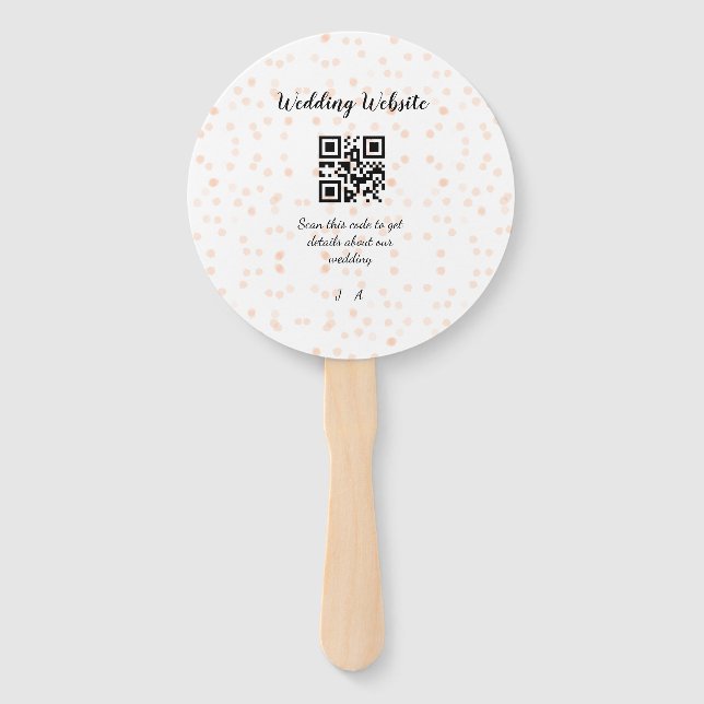 Wedding website scan QR code for details orange so Hand Fan (Front)