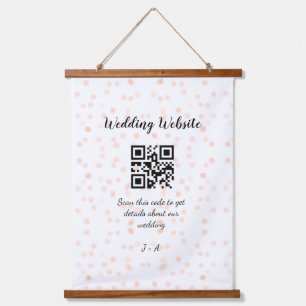 Wedding website scan QR code for details orange so Hanging Tapestry