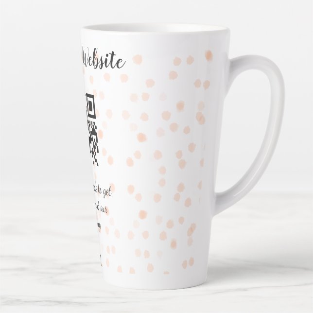 Wedding website scan QR code for details orange so Latte Mug (Right)
