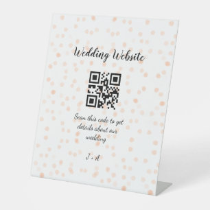 Wedding website scan QR code for details orange so Pedestal Sign