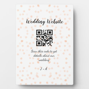 Wedding website scan QR code for details orange so Plaque