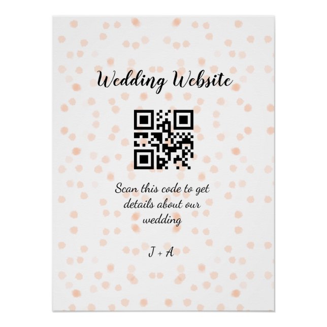 Wedding website scan QR code for details orange so Poster (Front)