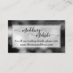 Wedding Website Script, Black & White Bokeh Enclosure Card