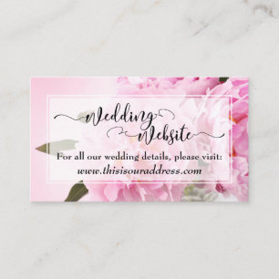 Wedding Website Script Over Pink Peonies Enclosure Card