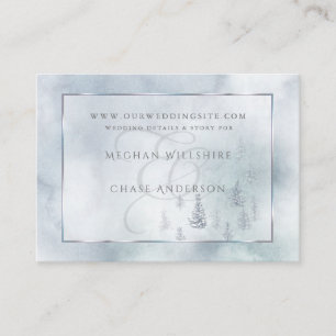 Wedding Website Silver Blue Winter Wonderland Enclosure Card