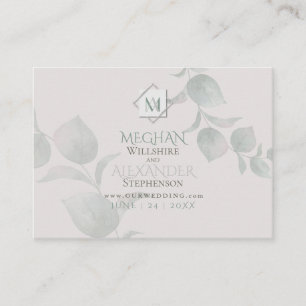 Wedding Website Silver Sage Eucalyptus Business Card