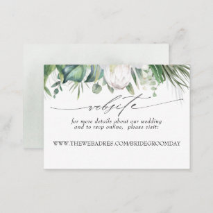 Wedding Website Soft White Flowers Business Card
