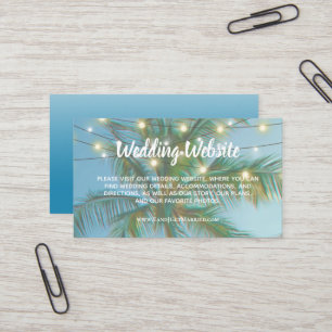 Wedding Website Tropical Beach String Lights Ombre Business Card