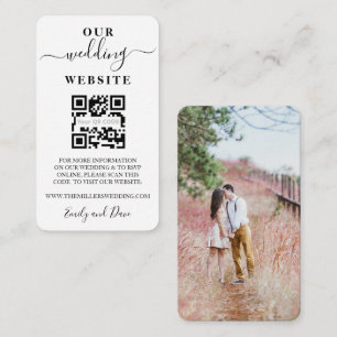Wedding Website vertical script photo QR CODE Enclosure Card