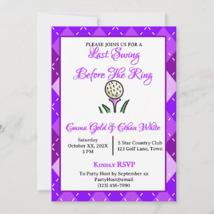 Wedding Weekend Golf Activity Purple Argyle Invitation