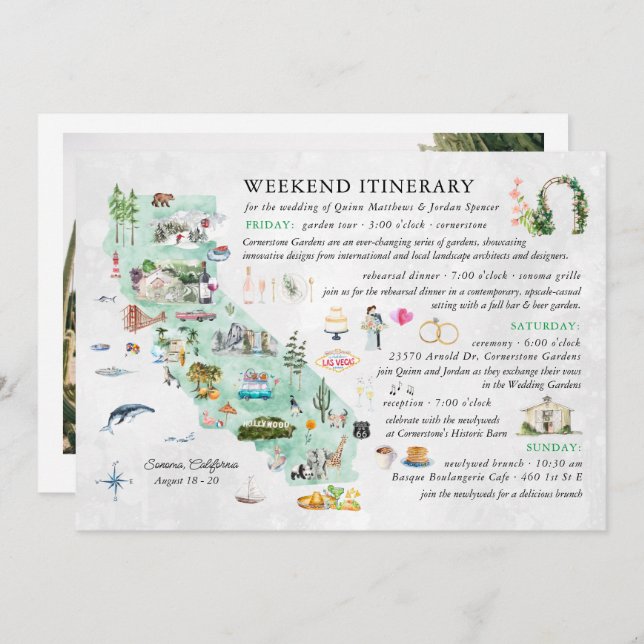 Wedding Weekend in Napa | Itinerary Card (Front/Back)