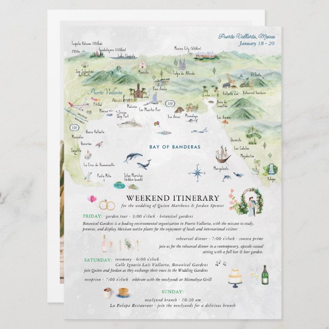 Wedding Weekend in Puerto Vallarta | Itinerary (Front/Back)