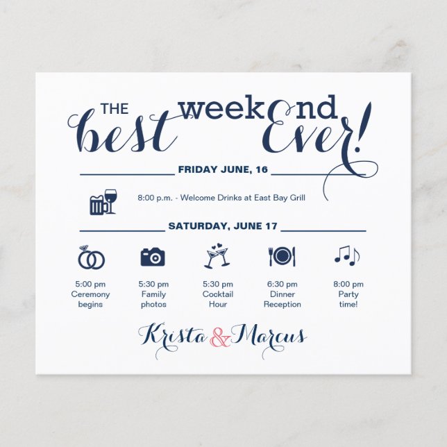 Wedding Weekend Itinerary (Front)