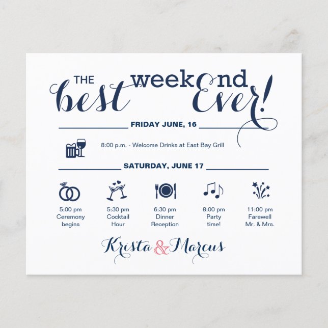 Wedding Weekend Itinerary (Front)