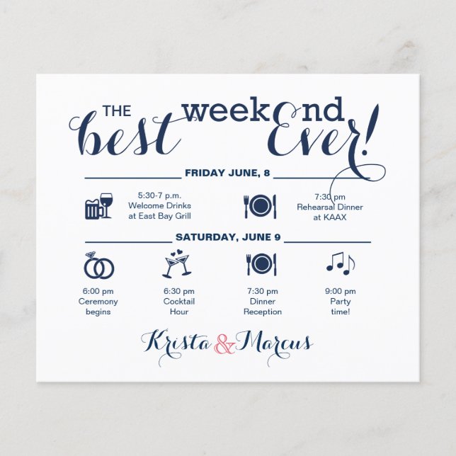 Wedding Weekend Itinerary (Front)