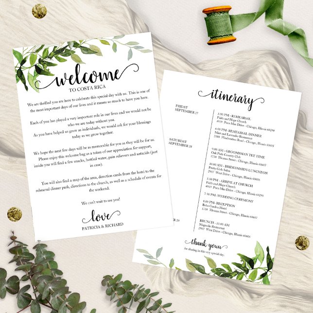 Wedding Weekend Itinerary Elegant Greenery  Invitation (Creator Uploaded)
