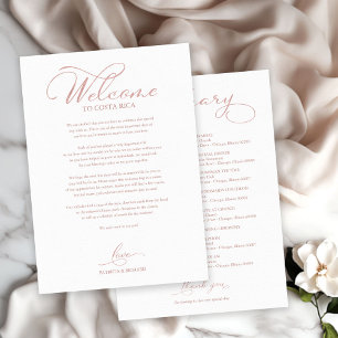 Wedding Weekend Itinerary Rose Gold Welcome Letter Invitation