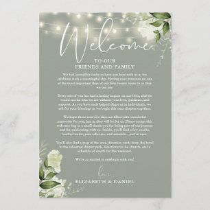 Wedding Weekend Itinerary Sage Green Floral Program