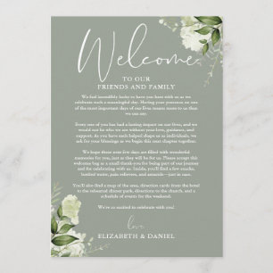 Wedding Weekend Itinerary Sage Green Floral Program