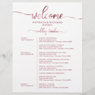 Wedding Weekend Itinerary Simple Chic Timeline