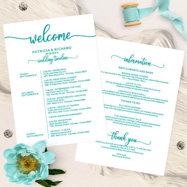 Wedding Weekend Itinerary Simple Chic Timeline Invitation (Creator Uploaded)