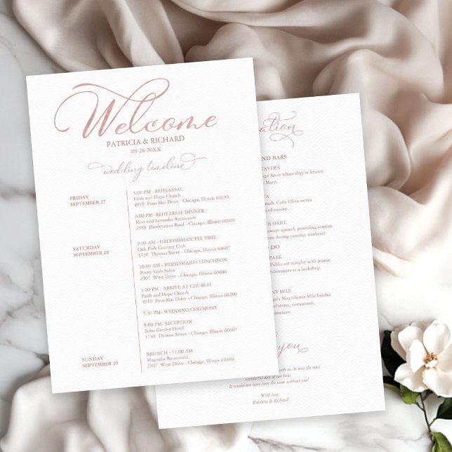 Wedding Weekend Itinerary Timeline Elegant (Creator Uploaded)