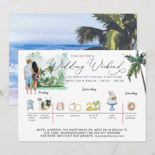 Wedding Weekend Itinerary Tropical Beach Invitation