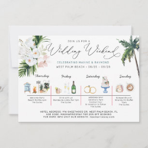Wedding Weekend Itinerary   Tropical Beach Invitation