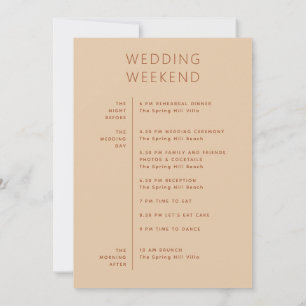 Wedding Weekend Schedule   Timeline Peach Sand Invitation