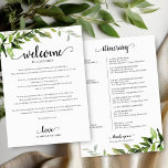 Wedding Weekend Welcome Itinerary Elegant Greenery<br><div class="desc">Prepare to be captivated by our stunning lush greenery wedding suite! Bursting with beautiful illustrations of eucalyptus leaves and enhanced by romantic calligraphy, this suite is the perfect finishing touch for your magical garden-themed wedding. If you're dreaming of something extra special or have unique requests, don’t hesitate to reach out...</div>