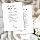 Wedding Weekend Welcome Itinerary Elegant Script<br><div class="desc">Transform your wedding day into a celebration of sophistication and elegance with our stunning black and white modern wedding suite! You can personalise it with just a few clicks to express your unique love story. This inspiring collection includes everything you need to create a beautifully cohesive atmosphere, featuring matching menu...</div>