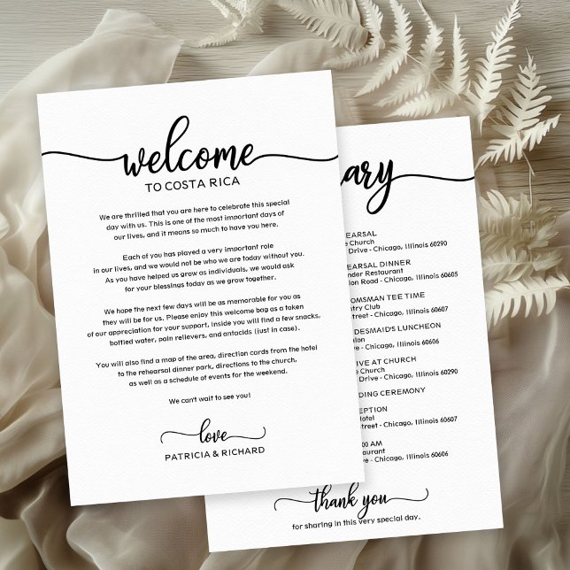 Wedding Weekend Welcome Itinerary Simple Chic (Creator Uploaded)