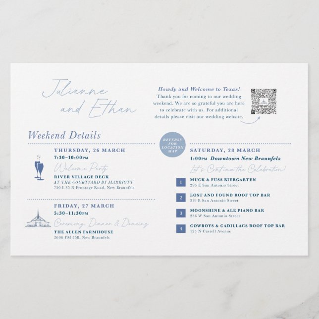 Wedding Weekend Welcome Map CUSTOM FOR CHRISTINE (Front)