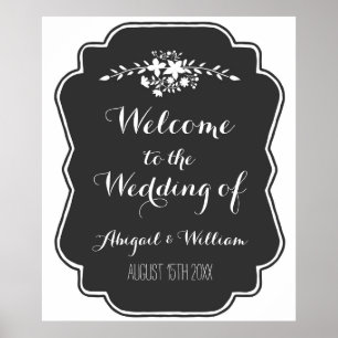 Wedding Welcome 30x36 Sign Floral Chalkboard