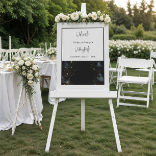 wedding welcome abstract black & frosted acrylic sign