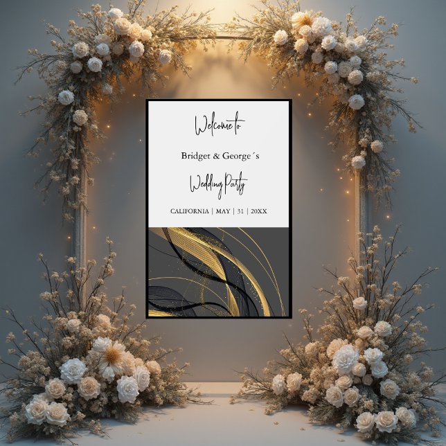 wedding welcome abstract black & frosted acrylic sign (Creator Uploaded)