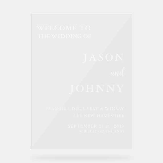 Wedding Welcome  Acrylic Sign (Front)