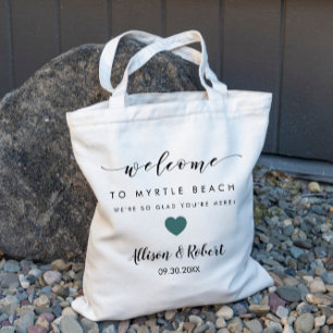 Wedding Welcome Bag, Hotel Destination Grey Teal Tote Bag