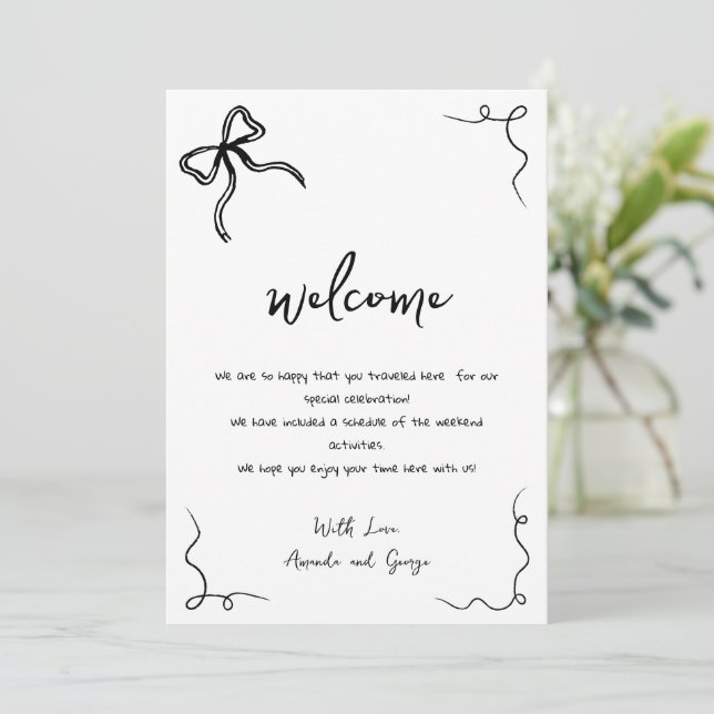 Wedding Welcome Bag Letter Itinerary Holiday Card (Standing Front)
