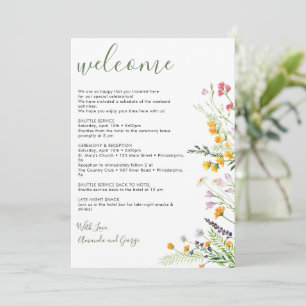 Wedding Welcome Bag Letter Itinerary Wildflowers Holiday Card
