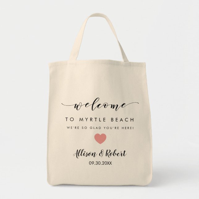 Wedding Welcome Bag with Back Itinerary, Pink (Front)