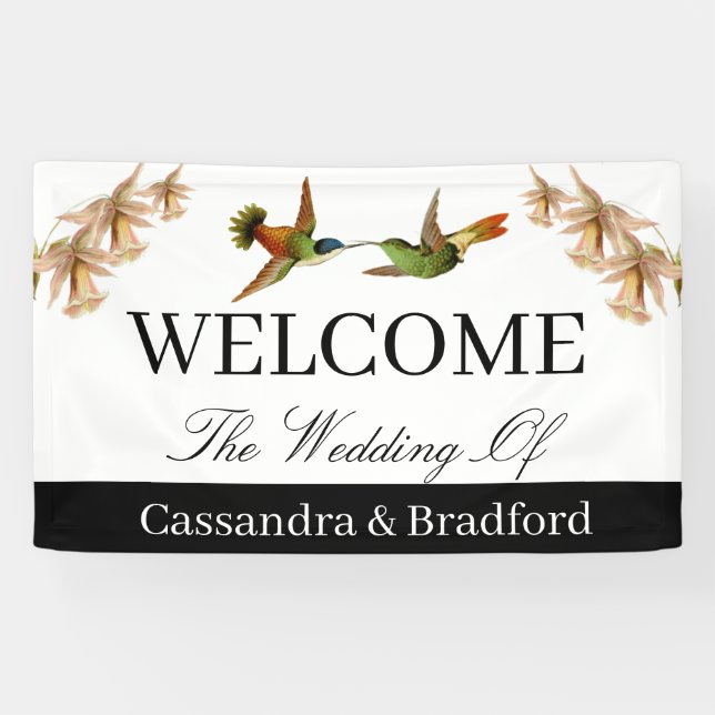 Wedding Welcome Banner |  Hummingbird Watercolor  (Horizontal)