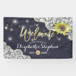 Wedding Welcome Banner Lace Sunflower String Light