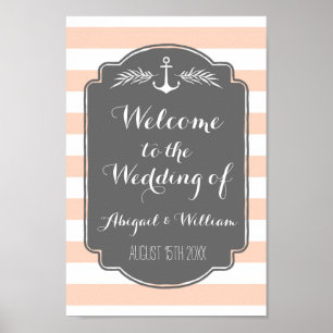 Wedding Welcome Custom Sign Nautical Stripes