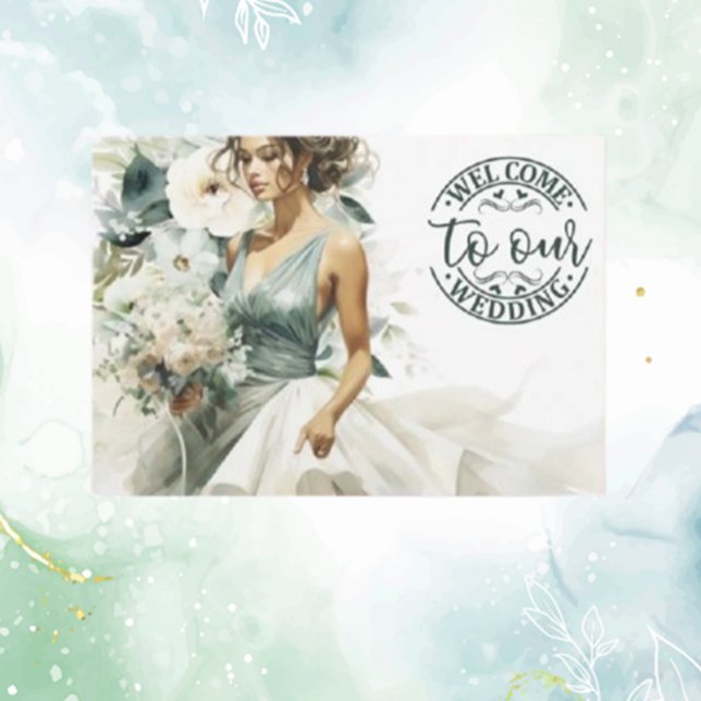 Wedding Welcome Dusty Blue Eucalyptus Green Enclosure Card (Creator Uploaded)