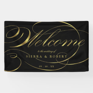 Wedding Welcome Elegant Faux Foil Gold Script Banner