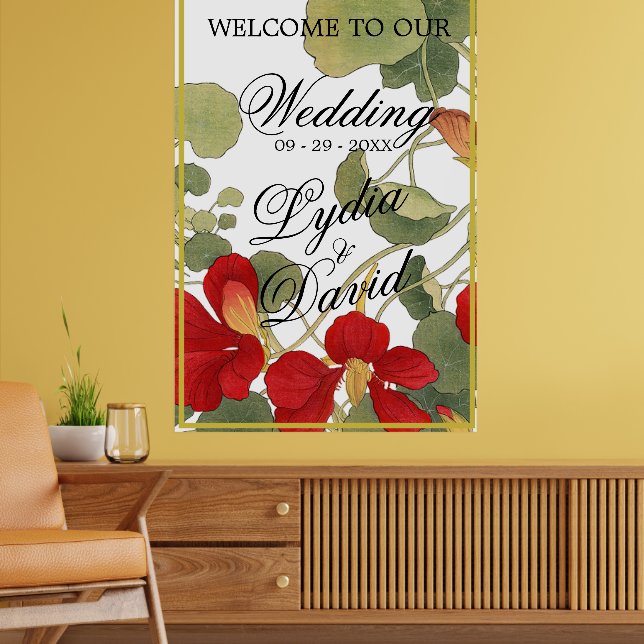 Wedding Welcome Elegant Floral Orange Poster (Living Room 2)