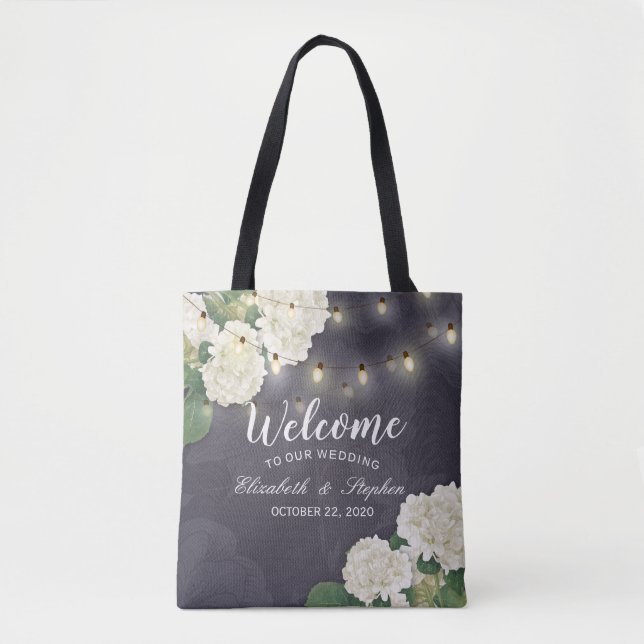 Wedding Welcome Gift Bags Hydrangeas String Lights (Front)